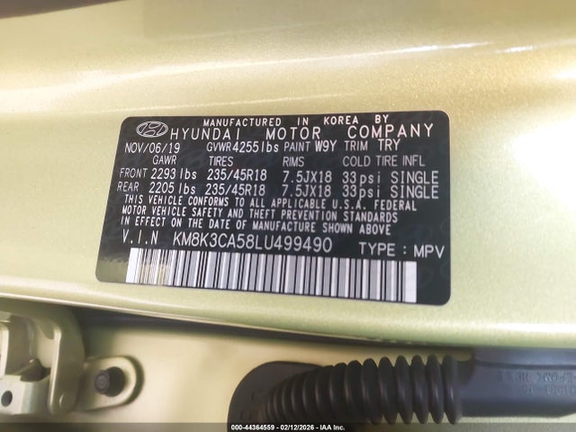 Hyundai Kona Limited 2020 KM8K3CA58LU499490 Image 9