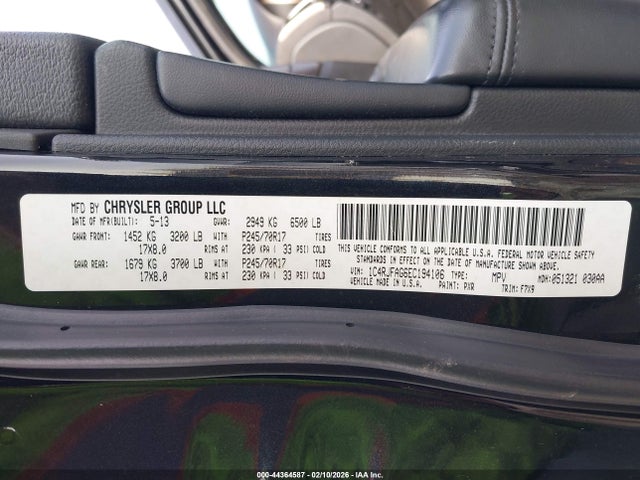 2014 Jeep Grand Cherokee Laredo მანქანა იყიდება აუქციონზე, vin: 1C4RJFAG6EC194106, აუქციონის ნომერი: 44364587