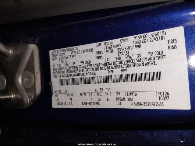 1FMCU9GX4EUD10382 Ford ESCAPE SE