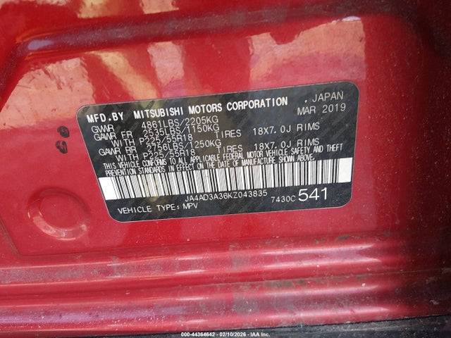 2019 MITSUBISHI OUTLANDER JA4AD3A36KZ043835 Photo 8