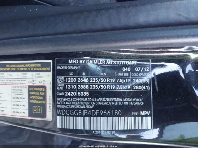 2013 Mercedes-benz Glk 350 4matic მანქანა იყიდება აუქციონზე, vin: WDCGG8JB4DF966180, აუქციონის ნომერი: 44364662