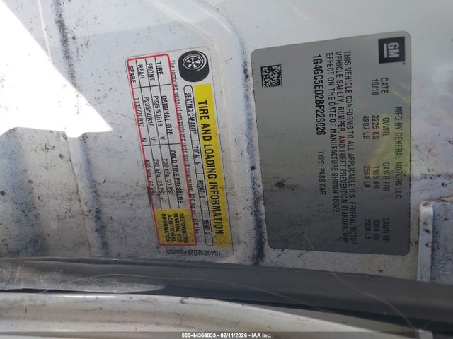 Aukcja sprzedaży 2011 Buick Lacrosse Cxl, vin: 1G4GC5ED2BF228026, numer aukcji: 44364833