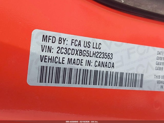 Продаж на аукціоні авто 2020 Dodge Charger Sxt Rwd, vin: 2C3CDXBG5LH223563, номер лоту: 44364940