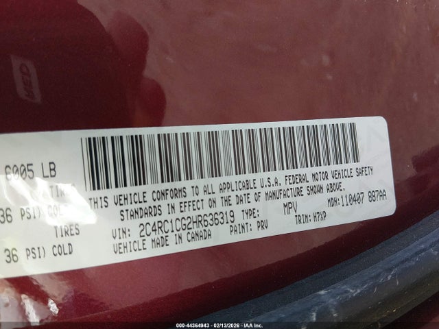 2C4RC1CG2HR636319 Chrysler Pacifica Lx