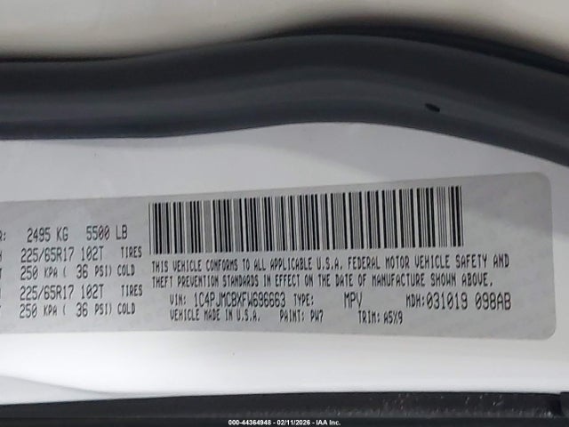 1C4PJMCBXFW696663 Jeep Cherokee Latitude