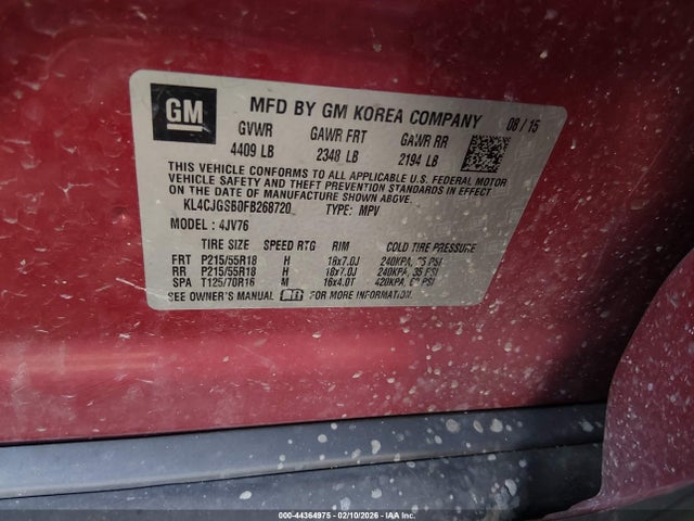 Aukcja sprzedaży 2015 Buick Encore Leather, vin: KL4CJGSB0FB268720, numer aukcji: 44364975