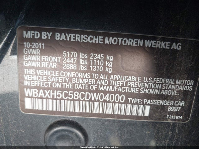 Aukcja sprzedaży 2012 Bmw 528i Xdrive, vin: WBAXH5C58CDW04000, numer aukcji: 44364998