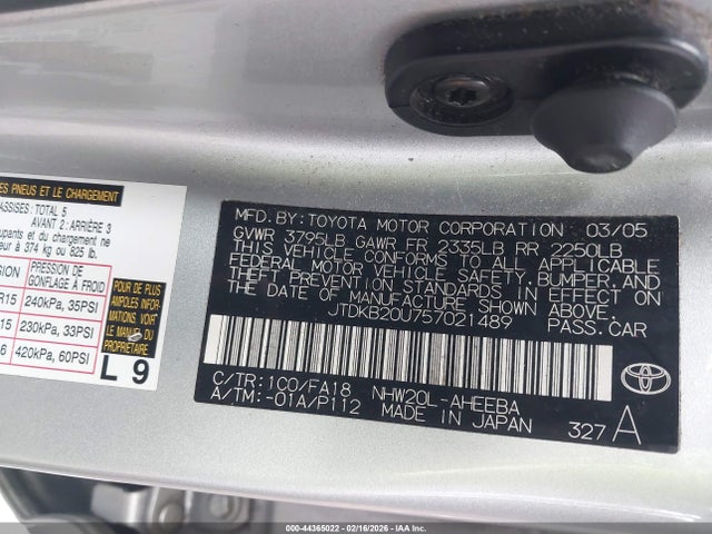 2005 TOYOTA PRIUS JTDKB20U757021489 Photo 8