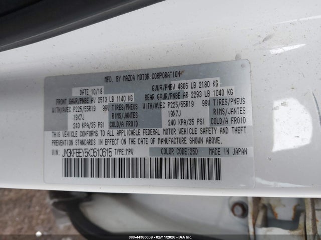 44365039 :رقم المزاد ، JM3KFBEY5K0510615 vin ، 2019 Mazda Cx-5 Signature مزاد بيع