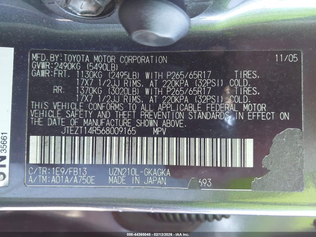 2006 TOYOTA 4RUNNER JTEZT14R568009165 Photo 8