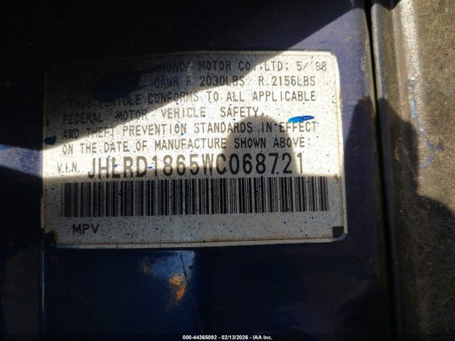 1998 HONDA CR-V JHLRD1865WC068721 Photo 8