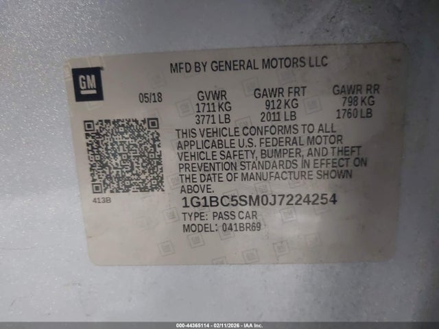 1G1BC5SM0J7224254 Chevrolet Cruze Ls Auto