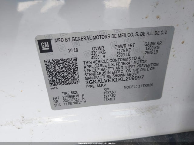 44365185 :رقم المزاد ، 3GKALVEX1KL209997 vin ، 2019 Gmc Terrain Slt مزاد بيع