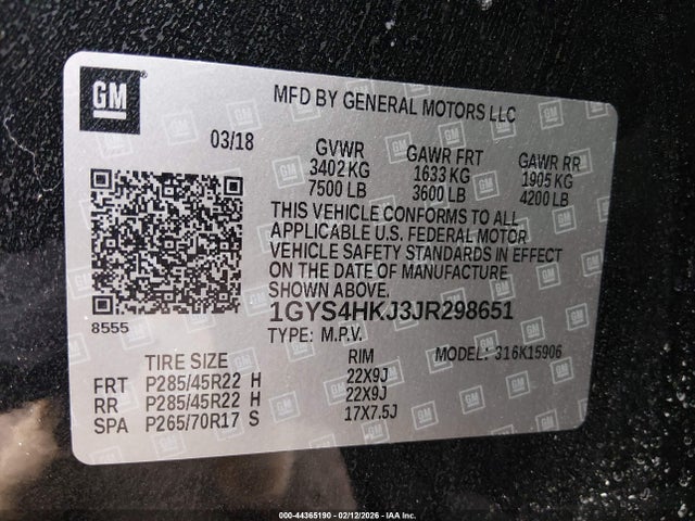 2018 CADILLAC ESCALADE ESV 1GYS4HKJ3JR298651 Photo 8