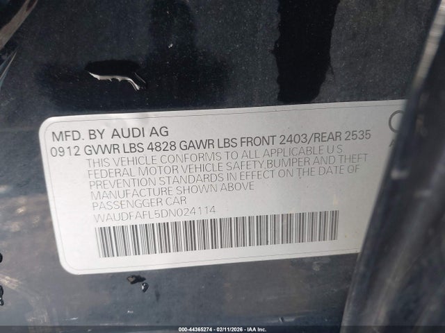 Продажа на аукционе авто 2013 Audi A4 2.0t Premium, vin: WAUDFAFL5DN024114, номер лота: 44365274