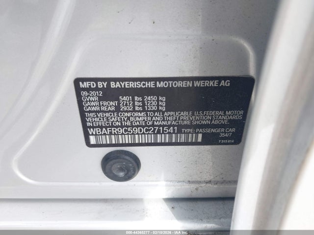 2013 BMW 5 SERIES WBAFR9C59DC271541 Photo 8