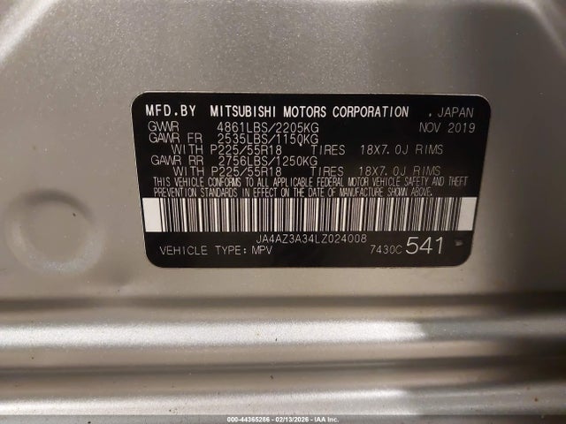 2020 MITSUBISHI OUTLANDER JA4AZ3A34LZ024008 Photo 8