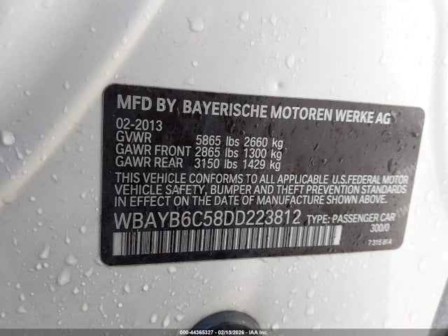 44365327 :رقم المزاد ، WBAYB6C58DD223812 vin ، 2013 Bmw 750i Xdrive مزاد بيع