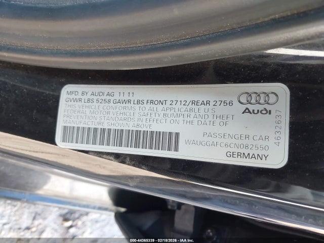 2012 AUDI A6 WAUGGAFC6CN082550 Photo 8
