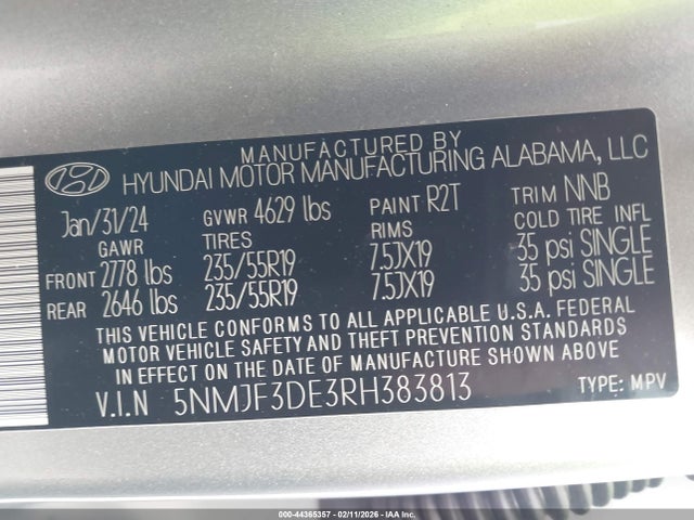 2024 HYUNDAI TUCSON 5NMJF3DE3RH383813 Photo 8