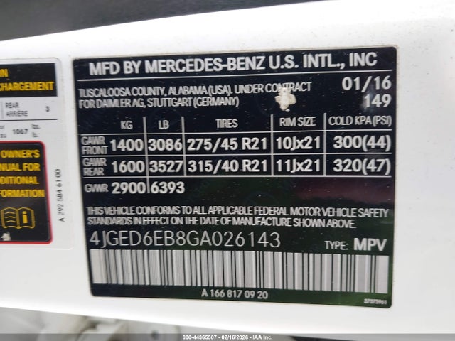 Продаж на аукціоні авто 2016 Mercedes-benz Gle 450 Amg Coupe 4matic, vin: 4JGED6EB8GA026143, номер лоту: 44365507