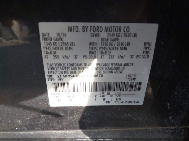 Ford EDGE SEL 2016 2FMPK4J86GBC66678 Image 9
