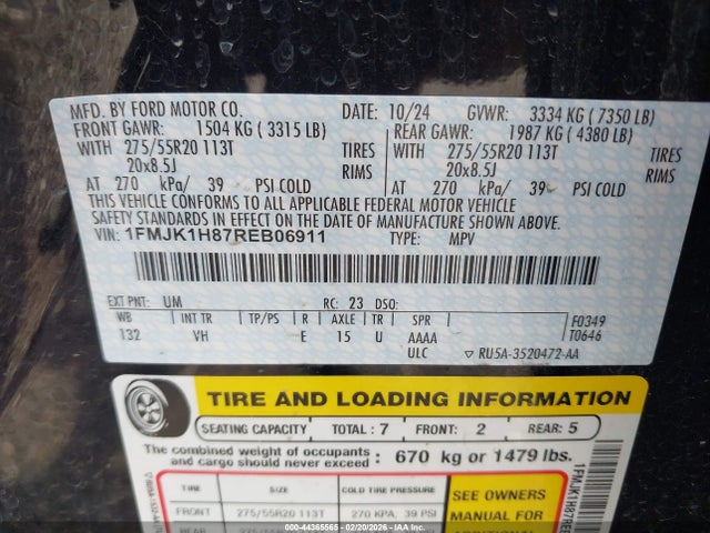 1FMJK1H87REB06911 Ford Expedition Xlt Max