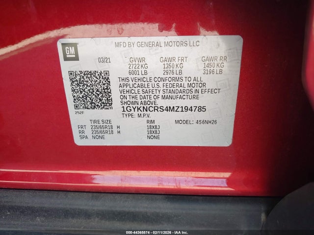 Продажа на аукционе авто 2021 Cadillac Xt5 Fwd Premium Luxury, vin: 1GYKNCRS4MZ194785, номер лота: 44365574