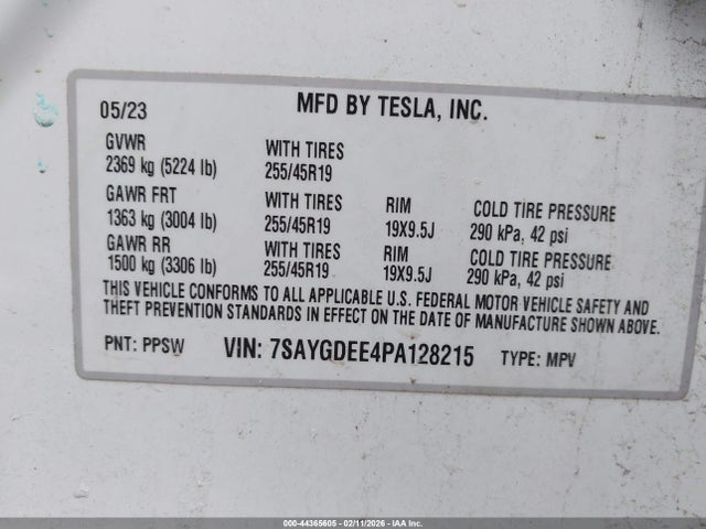 Aukcja sprzedaży 2023 Tesla Model Y Awd/long Range Dual Motor All-wheel Drive, vin: 7SAYGDEE4PA128215, numer aukcji: 44365605