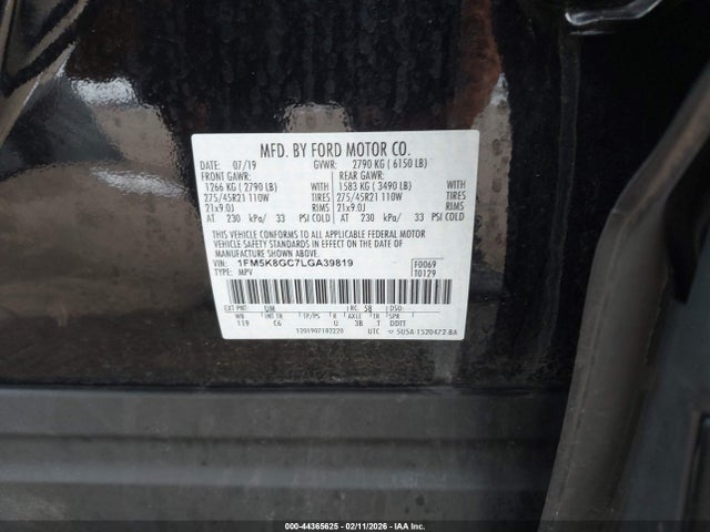 1FM5K8GC7LGA39819 Ford Explorer St