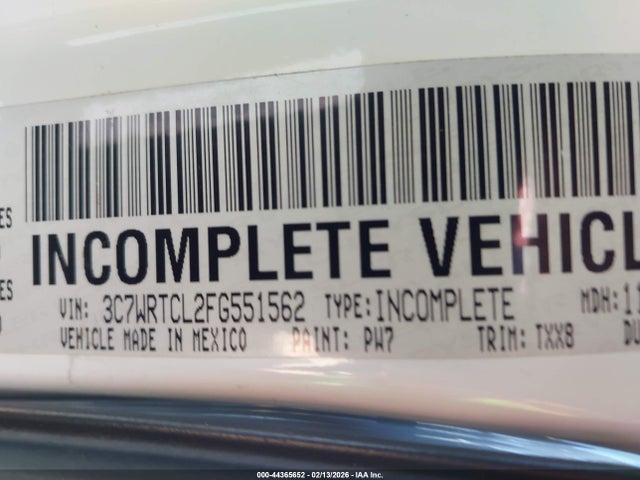 Продажа на аукционе авто 2015 Ram 3500 Chassis Tradesman/slt/laramie, vin: 3C7WRTCL2FG551562, номер лота: 44365652