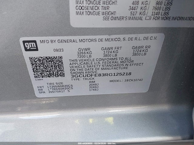 3GCUDFE83RG125218 Chevrolet Silverado 1500 4wd Standard Bed Lt Trail Boss