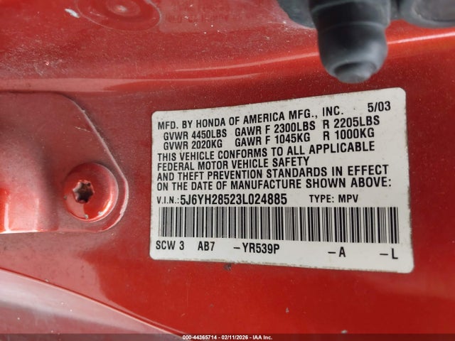 2003 HONDA ELEMENT 5J6YH28523L024885 Photo 8