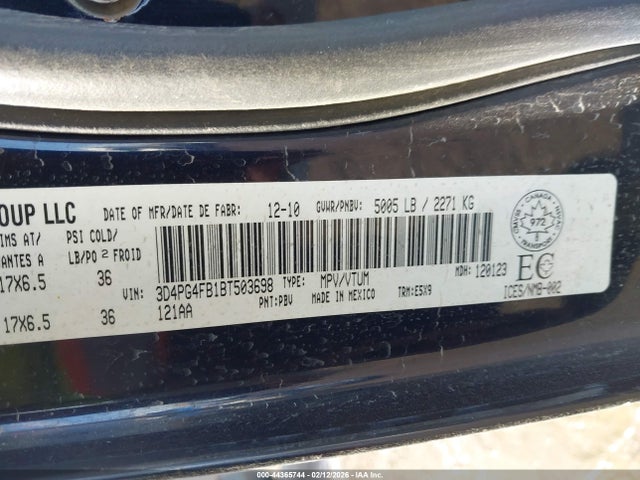 Продажа на аукционе авто 2011 Dodge Journey Canada Value Package, vin: 3D4PG4FB1BT503698, номер лота: 44365744