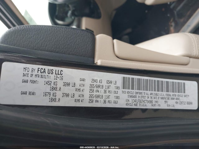 1C4RJFBG7HC734906 Jeep Grand Cherokee Limited 4x4