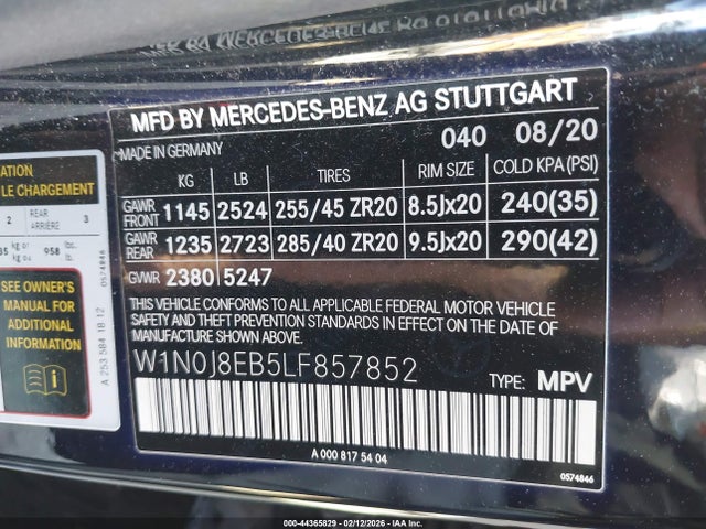 2020 Mercedes-benz Glc 300 Coupe 4matic მანქანა იყიდება აუქციონზე, vin: W1N0J8EB5LF857852, აუქციონის ნომერი: 44365829