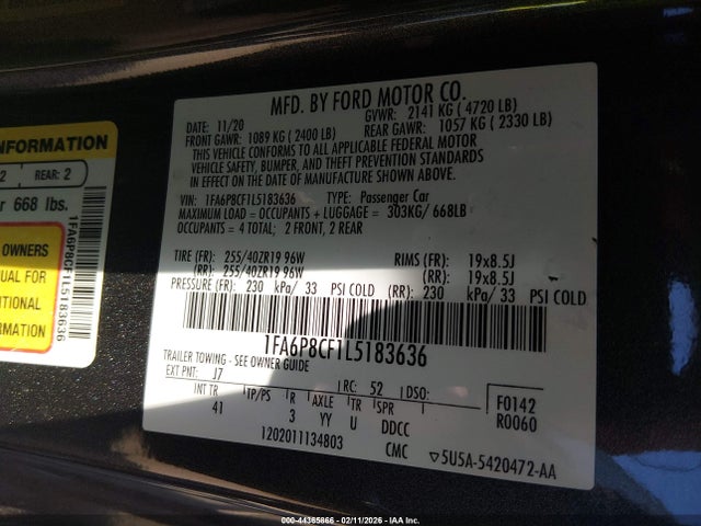 2020 FORD MUSTANG 1FA6P8CF1L5183636 Photo 8