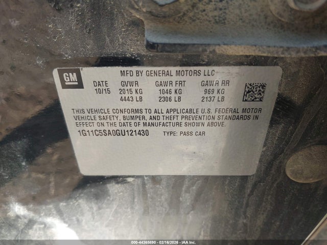 Chevrolet Malibu Limited Lt 2016 1G11C5SA0GU121430 Image 9
