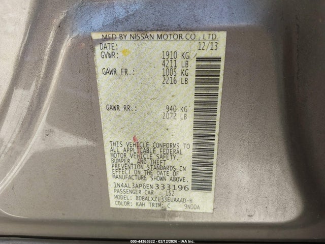 1N4AL3AP6EN333196 Nissan Altima 2.5 Sl