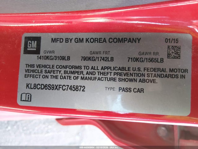 Chevrolet Spark 1lt Cvt 2015 KL8CD6S9XFC745872 Image 9