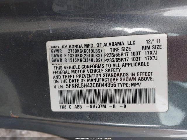 2012 HONDA ODYSSEY 5FNRL5H43CB044356 Photo 8