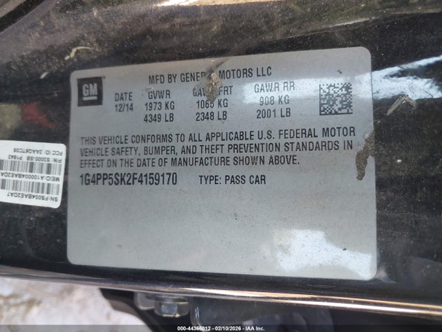44366012 :رقم المزاد ، 1G4PP5SK2F4159170 vin ، 2015 Buick Verano مزاد بيع