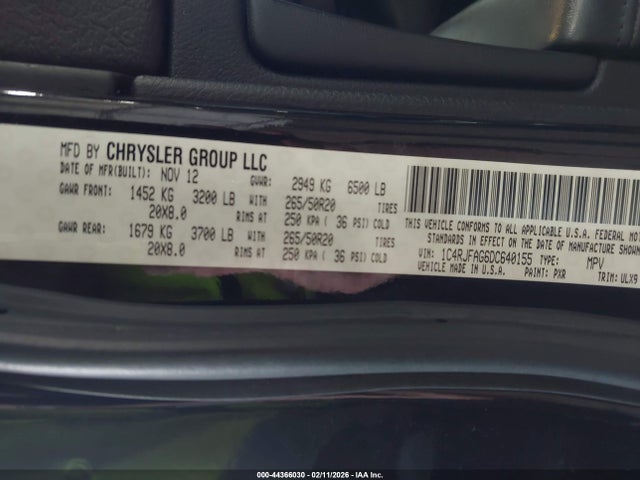 Продаж на аукціоні авто 2013 Jeep Grand Cherokee Laredo, vin: 1C4RJFAG6DC640155, номер лоту: 44366030