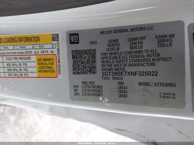 Aukcja sprzedaży 2022 Gmc Sierra 3500hd 4wd  Long Bed Pro, vin: 1GT39SE7XNF325022, numer aukcji: 44366031