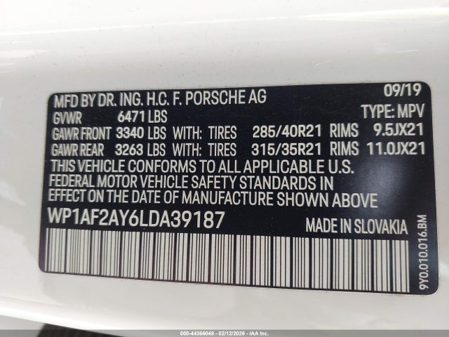 2020 PORSCHE CAYENNE WP1AF2AY6LDA39187 Photo 8