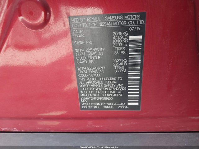 2015 Nissan Rogue S მანქანა იყიდება აუქციონზე, vin: KNMAT2MT8FP589150, აუქციონის ნომერი: 44366080