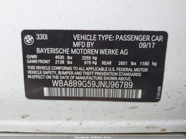 Продажа на аукционе авто 2018 Bmw 330i, vin: WBA8B9G59JNU96789, номер лота: 44366145