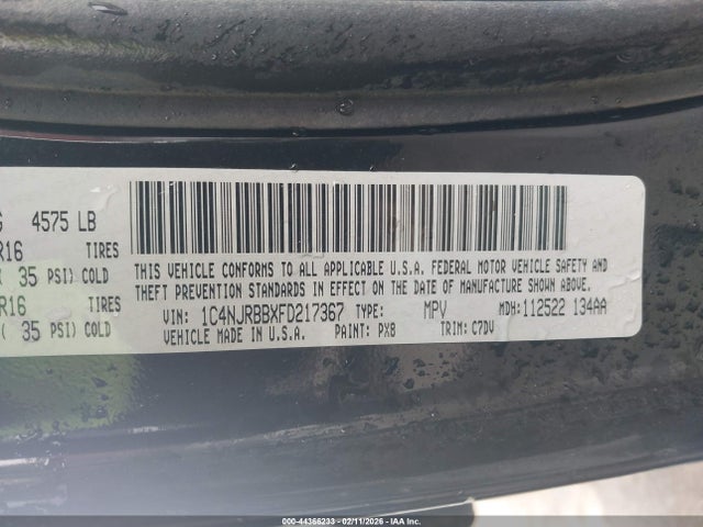 Продаж на аукціоні авто 2015 Jeep Patriot Sport, vin: 1C4NJRBBXFD217367, номер лоту: 44366233