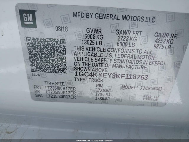 1GC4KYEY3KF118763 Chevrolet Silverado 3500hd High Country