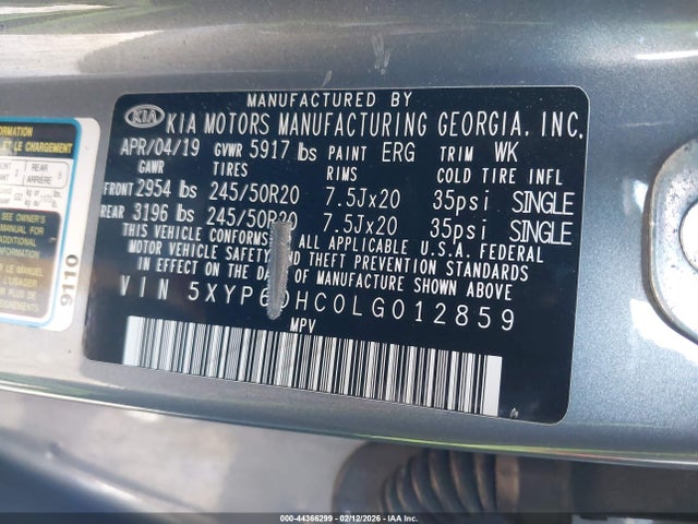 Продаж на аукціоні авто 2020 Kia Telluride S, vin: 5XYP6DHC0LG012859, номер лоту: 44366299